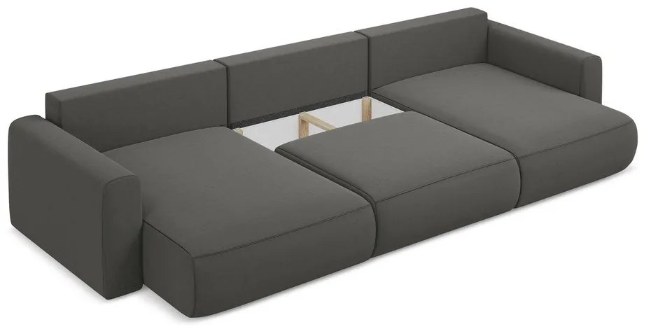 Colțar gri închis extensibil/cu spațiu de depozitare cu tapițerie din catifea (în formă de "U") Kapua – Makamii
