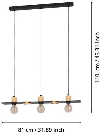 Lustră pe cablu BRAMERTON 3xE27/40W/230V Eglo 43752