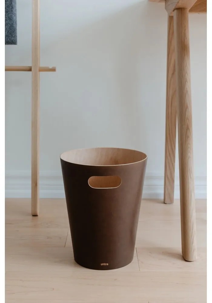Coș de gunoi maro pentru birou 7,5 l Woodrow – Umbra