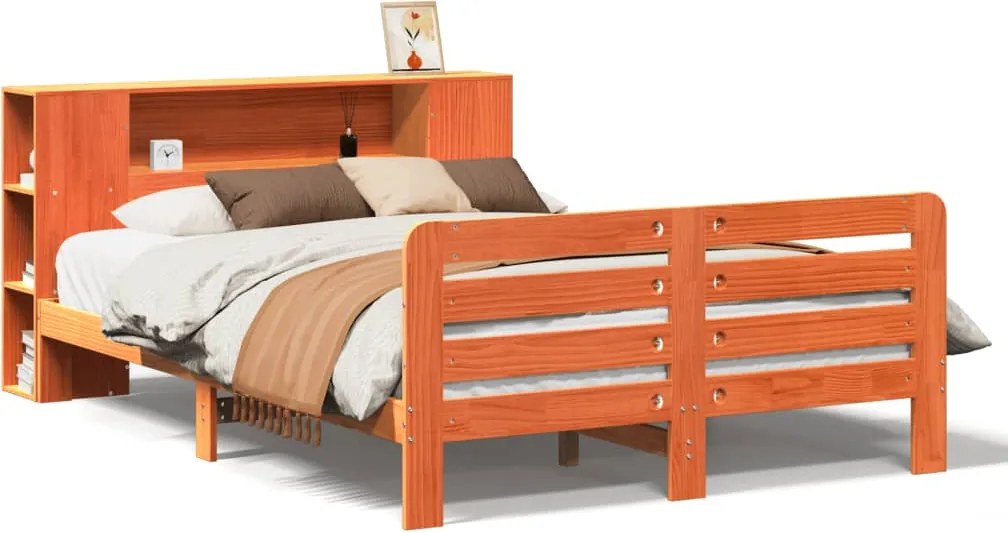 vidaXL Cadru de pat fără saltea, maro ceruit 150x200 cm lemn masiv pin