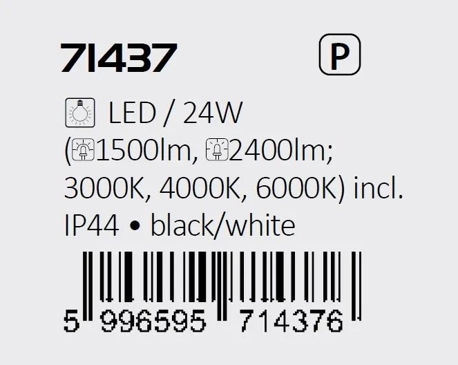 Plafoniera pentru baie, Protectie IP44 Alenzo D-35,5cm negru, alb