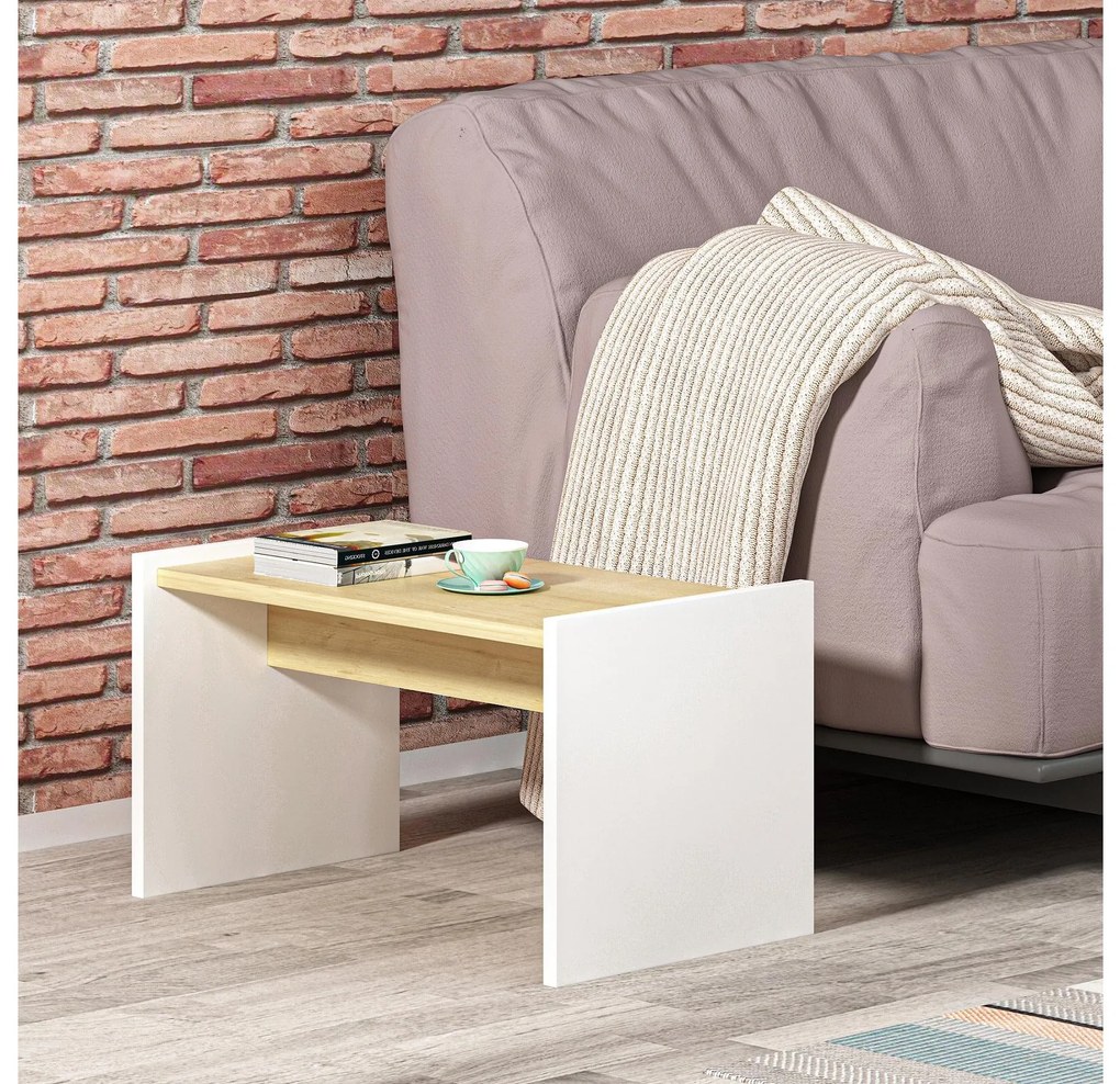 Măsuță laterală Tedani (stejar zafir + alb). Promo -7%. 1094708