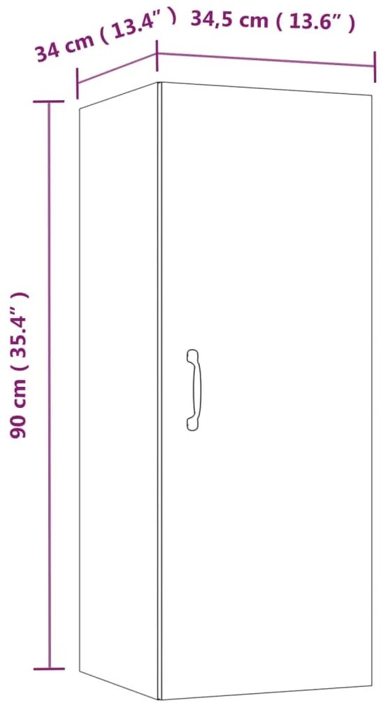Dulap perete suspendat gri sonoma 34,5x34x90 cm lemn compozit 1, sonoma gri
