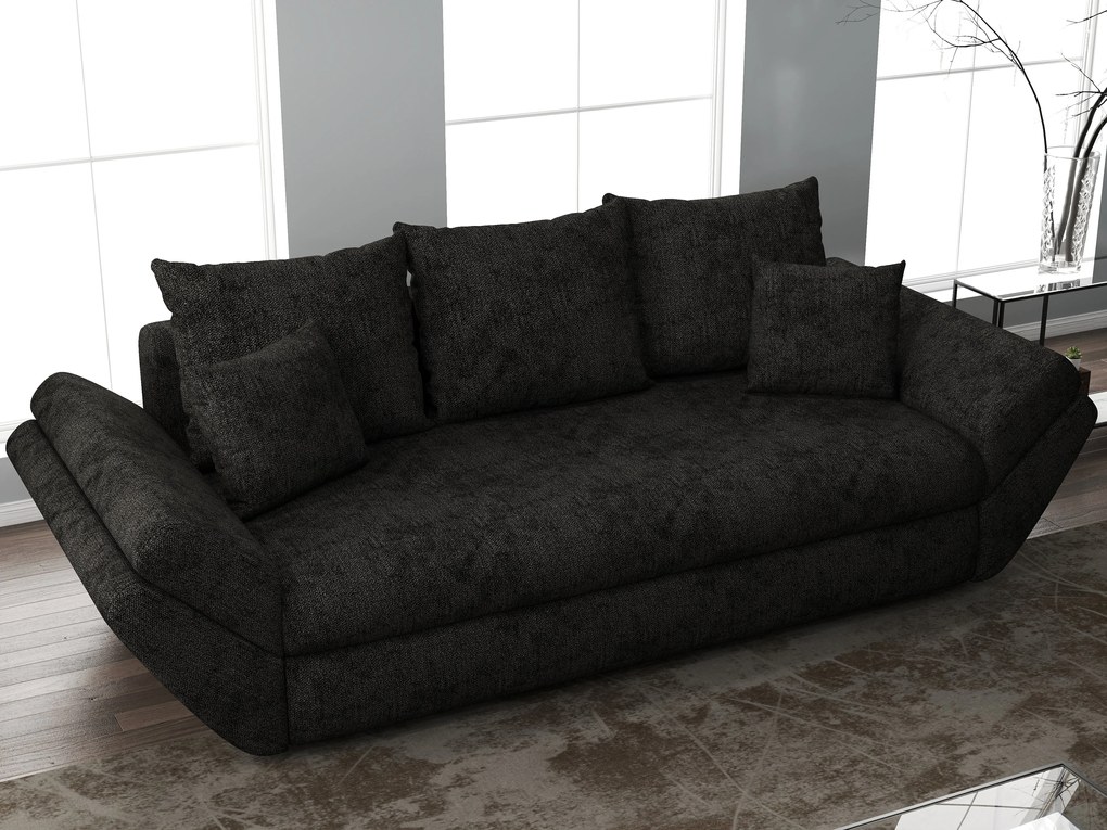 Canapea extensibilă dumonde cu ladă de depozitare si sezut confortabil din spuma high-density, Loana Enjoy Black 250x100 cm