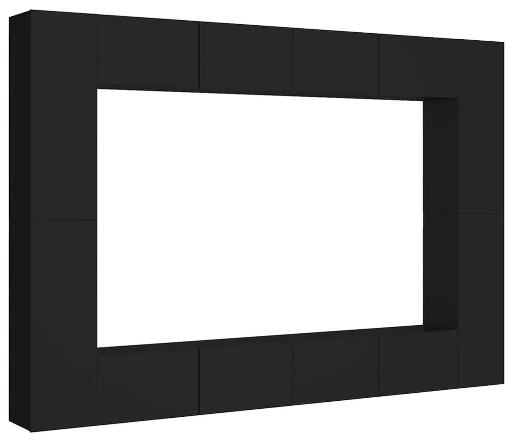 3078775 vidaXL Set dulapuri TV, 8 piese, negru, lemn prelucrat