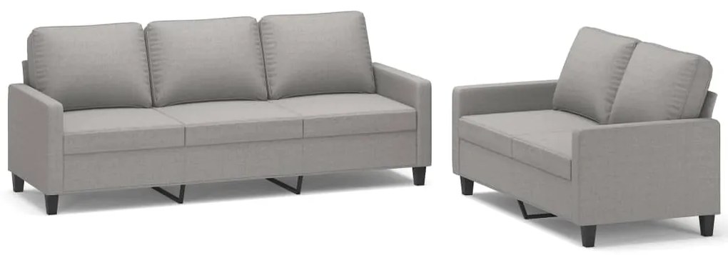 3153721 vidaXL Set de canapele cu perne, 2 piese, gri deschis, textil