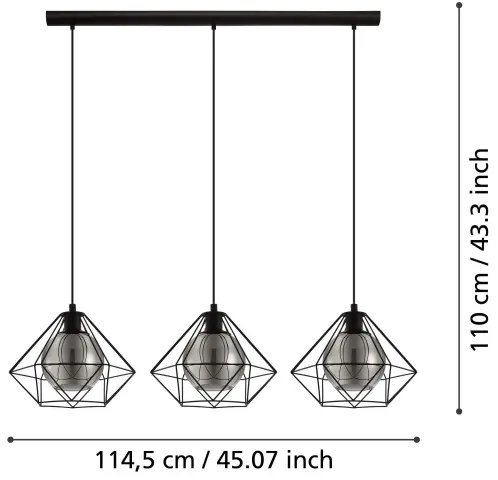Eglo 43483 - Lustră pe cablu VERNHAM 3xE27/40W/230V