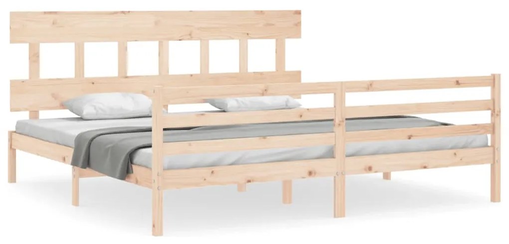 3195171 vidaXL Cadru de pat cu tăblie Super King Size, lemn masiv