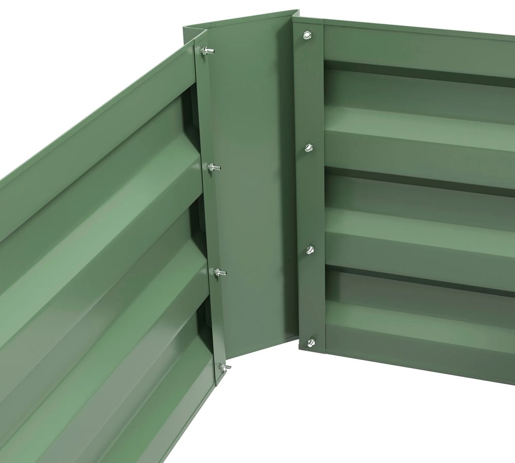 Outsunny Set de 2 paturi de legume pentru gradina dim. 100L x 50l x 30H cm - tabla de otel ondulata verde | Aosom Romania