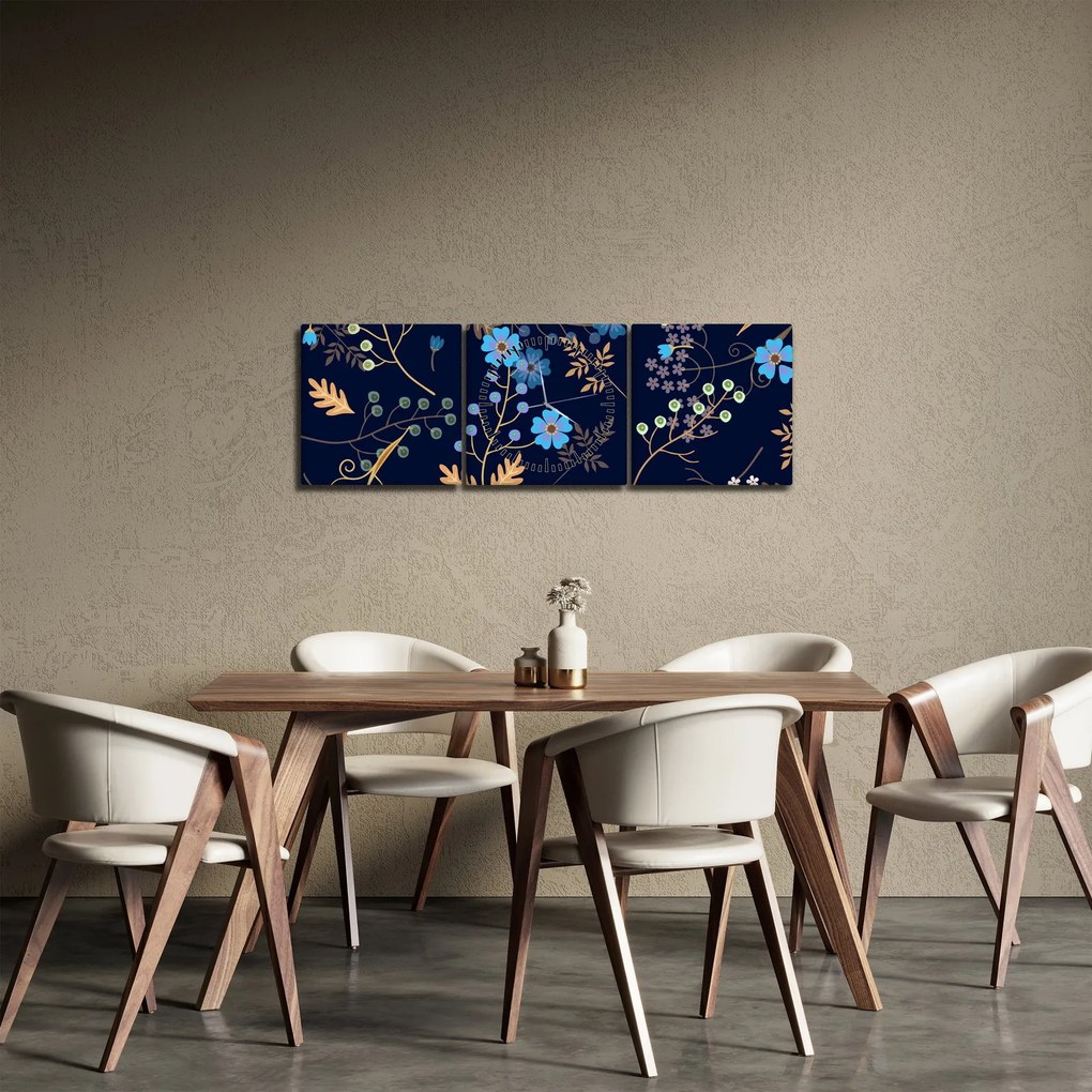 Tablou - Flori de toamnă (cu ceas) (90x30 cm)