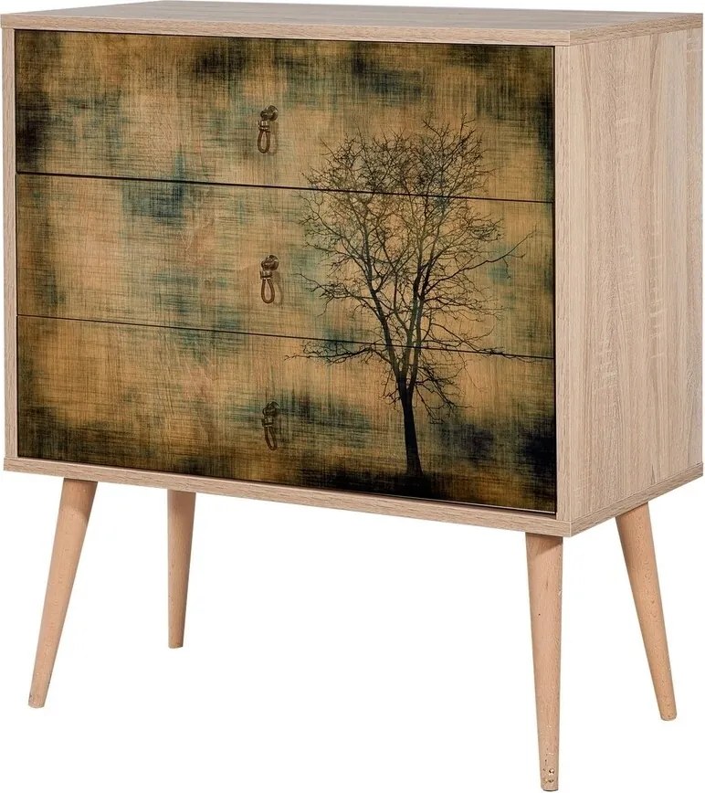 Comoda cu 3 sertare Trio 729, Vella, 80x40x90 cm, multicolor