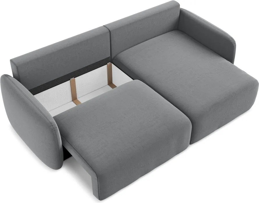 Colțar gri extensibil/cu spațiu de depozitare cu tapițerie din catifea (cu colț pe partea dreaptă/cu șezlong) Kalena – Makamii
