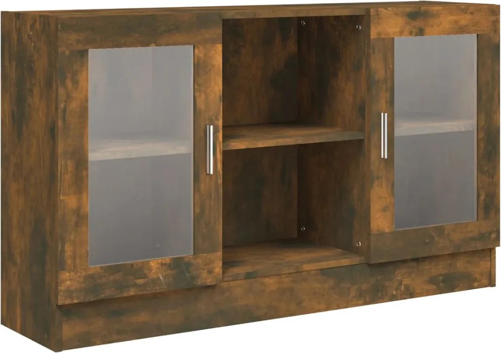 vidaXL Dulap vitrină, stejar fumuriu, 120x30,5x70 cm, lemn prelucrat