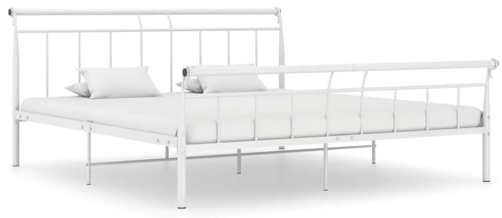 vidaXL Cadru de pat, alb, 200x200 cm, metal