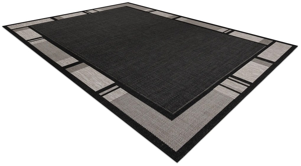 Covor sisal Floorlux 20195 negru si argintiu