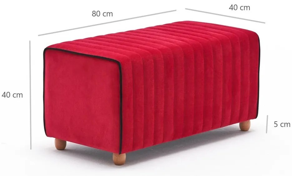 Taburet Mabel Pouf Roșu