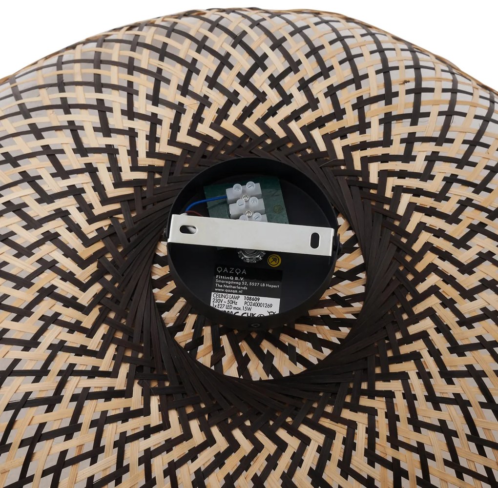 Plafonieră Art Deco din Bambus Negru 60 cm - Alka