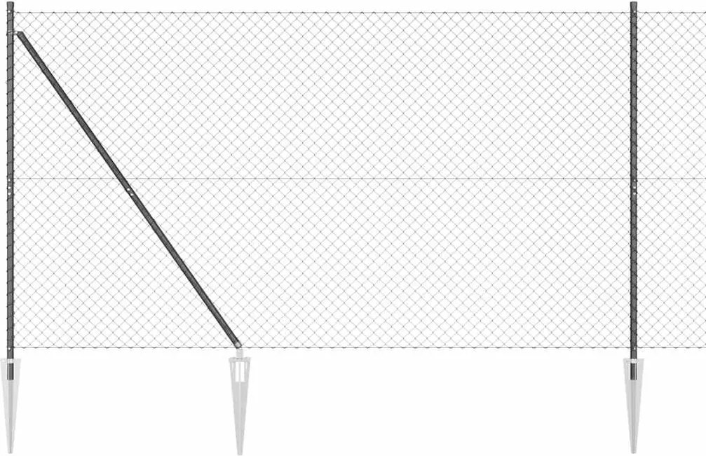 vidaXL Stâlp de gard. Gri 10 x 1,5 m (plasă de 40 x 40 mm) Oțel și PVC