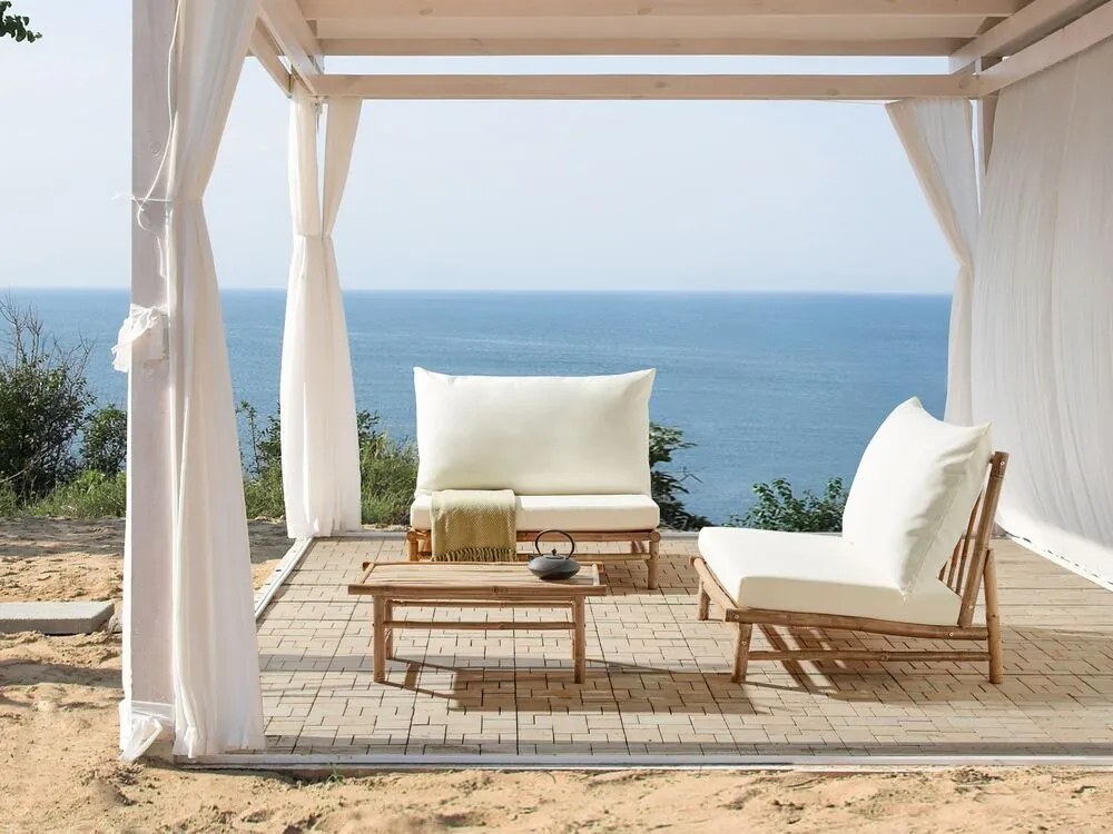 Set mobilier de grădină Theta (lemn deschis + alb) . 1076171