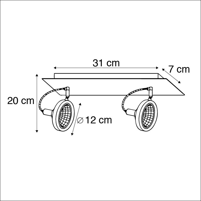 Spotlight de design negru cu 2 lumini reglabile - Nox