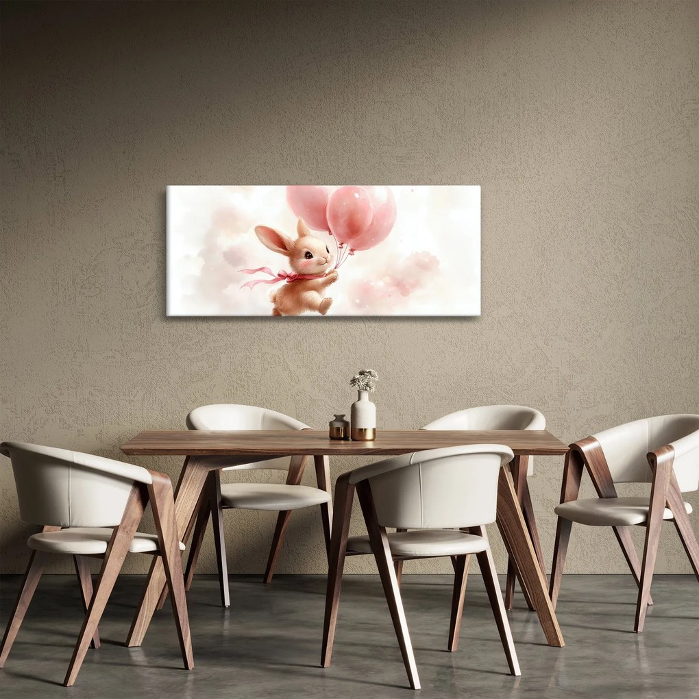 Tablou - Iepuraș cu Baloane (120x50 cm)
