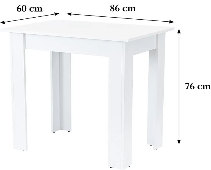 Masă de dining Yorki Standard 86x60 cm albă