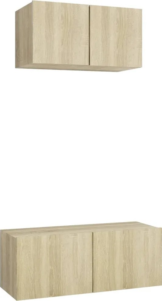 vidaXL Set de dulapuri TV, 2 piese, stejar sonoma, lemn prelucrat