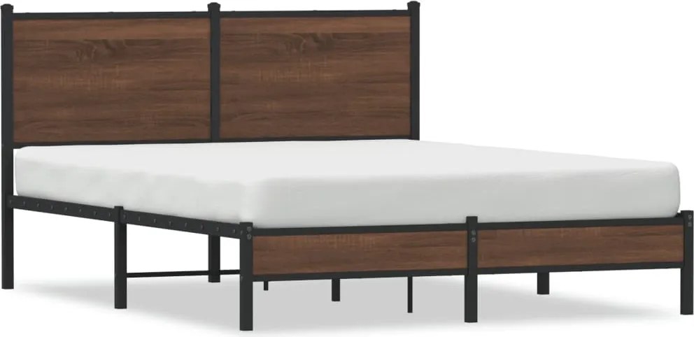 vidaXL Cadru pat metalic fără saltea, Stejar maro, 137x190 cm