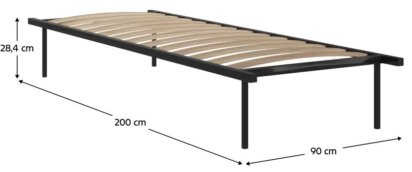 Gratar autoportant, 90x200, negru, metal mesteacan, KENTAK