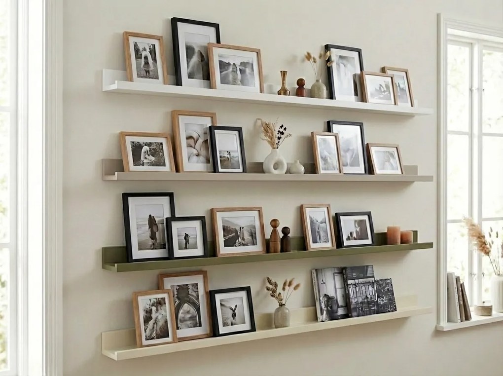 Polita de perete pentru tablouri FOTOPLANK 120 cm, crem
