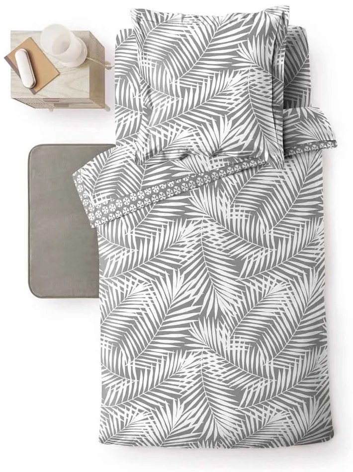 Husă de pilotă gri din bumbac pentru pat de o persoană 140x200 cm Botania – douceur d'intérieur