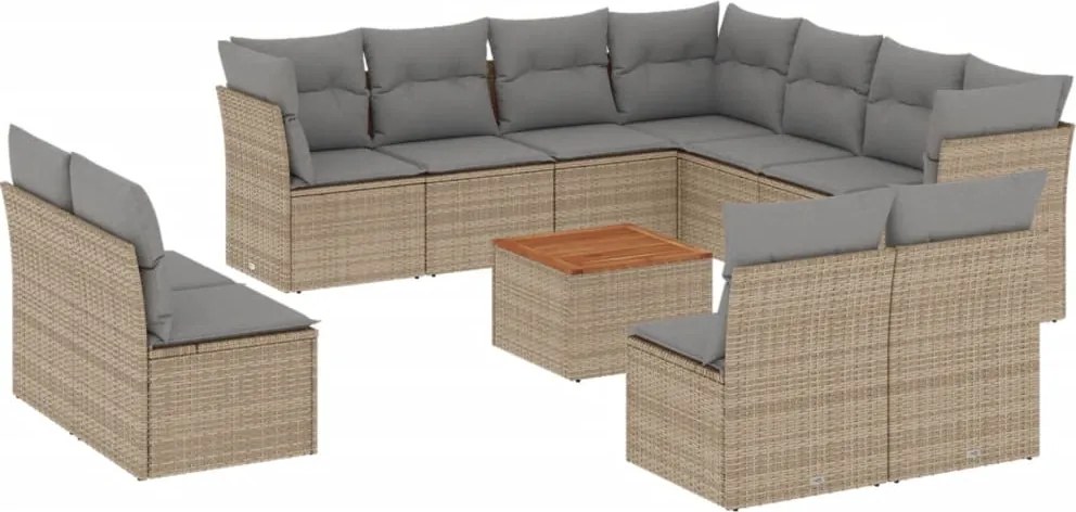 vidaXL Set canapele de grădină cu perne, 12 piese, bej, poliratan