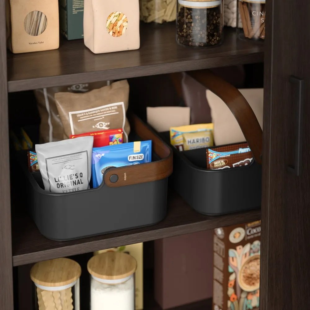 Organizator de baie negru din plastic reciclat Bellwood – Umbra