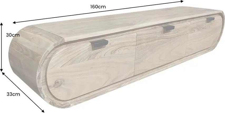 Comoda suspendata din lemn de salcam ORGANIC 160cm