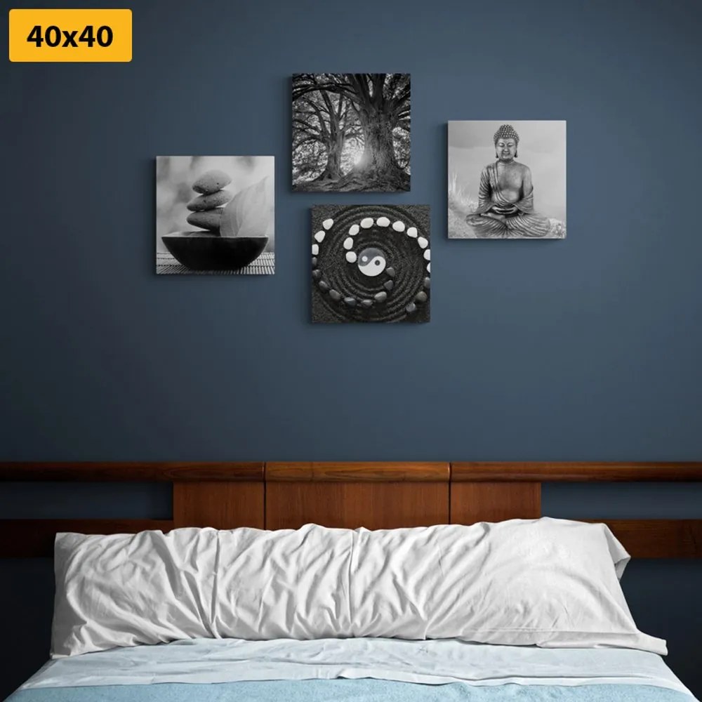 Set tablouri Feng Shui în stilul alb-negru