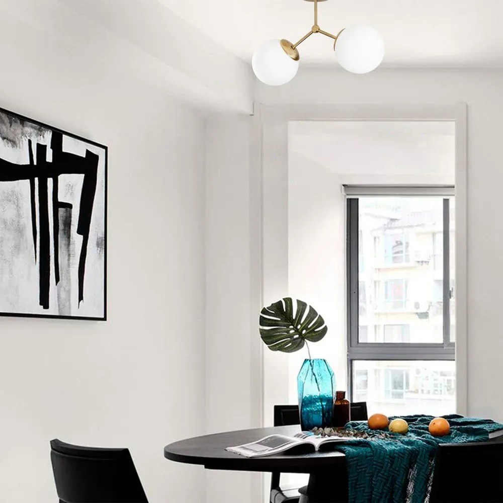 Plafonieră albă/alămie cu abajur din sticlă 15x44 cm Damar – Opviq lights