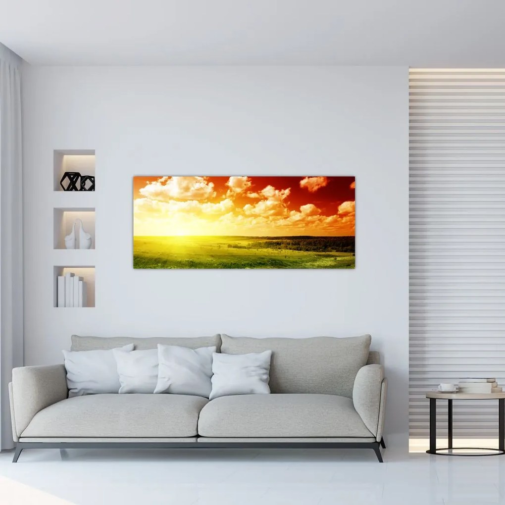 Tablou cu luncă cu soarele strălucitor (120x50 cm)