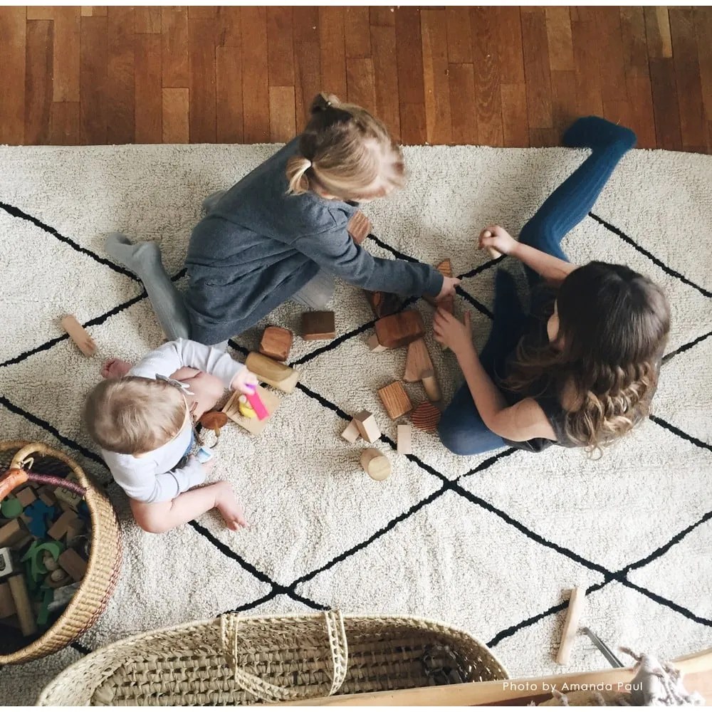 Covor crem lavabil/țesut manual din bumbac 140x200 cm Bereber Beige – Lorena Canals