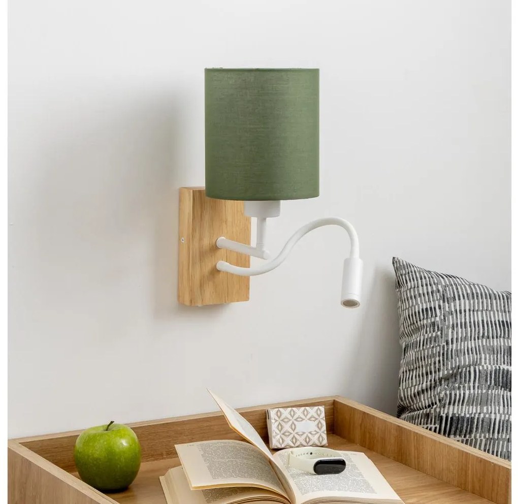 Lampă LED de perete Brilagi NUBILA WOOD 1xE27/25W/230V + LED/3W stejar/verde