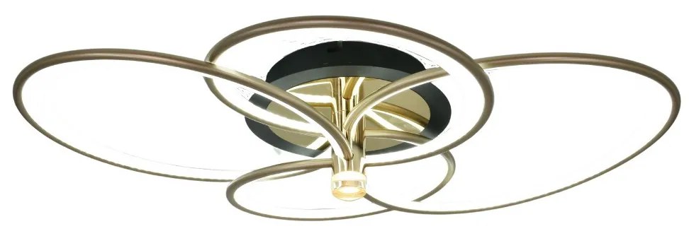 Lustra LED Maddy Two, Cu Telecomanda, 3 Tipuri De Lumina, Intensitate Reglabila, 103W, Negru/Auriu