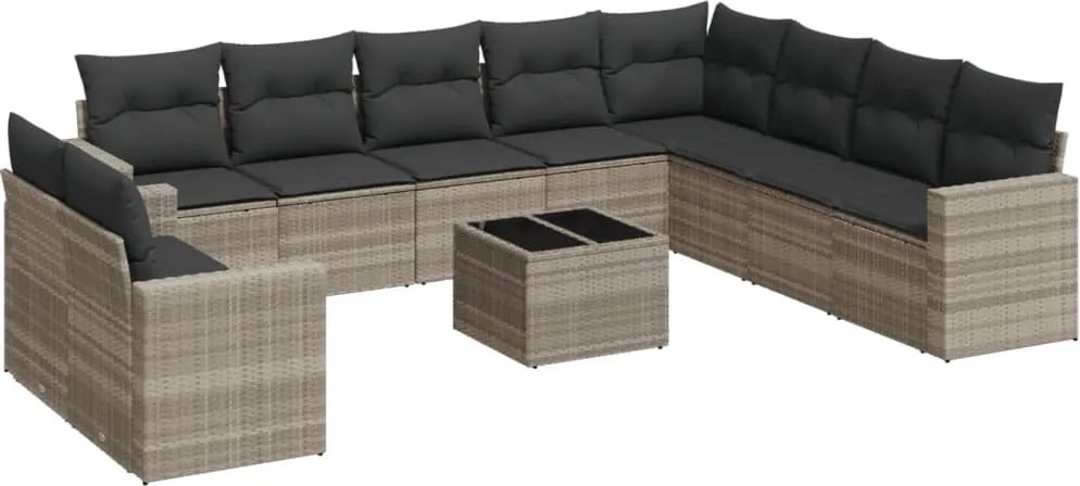 vidaXL Set canapele de grădină cu perne, 11 piese, gri, poliratan