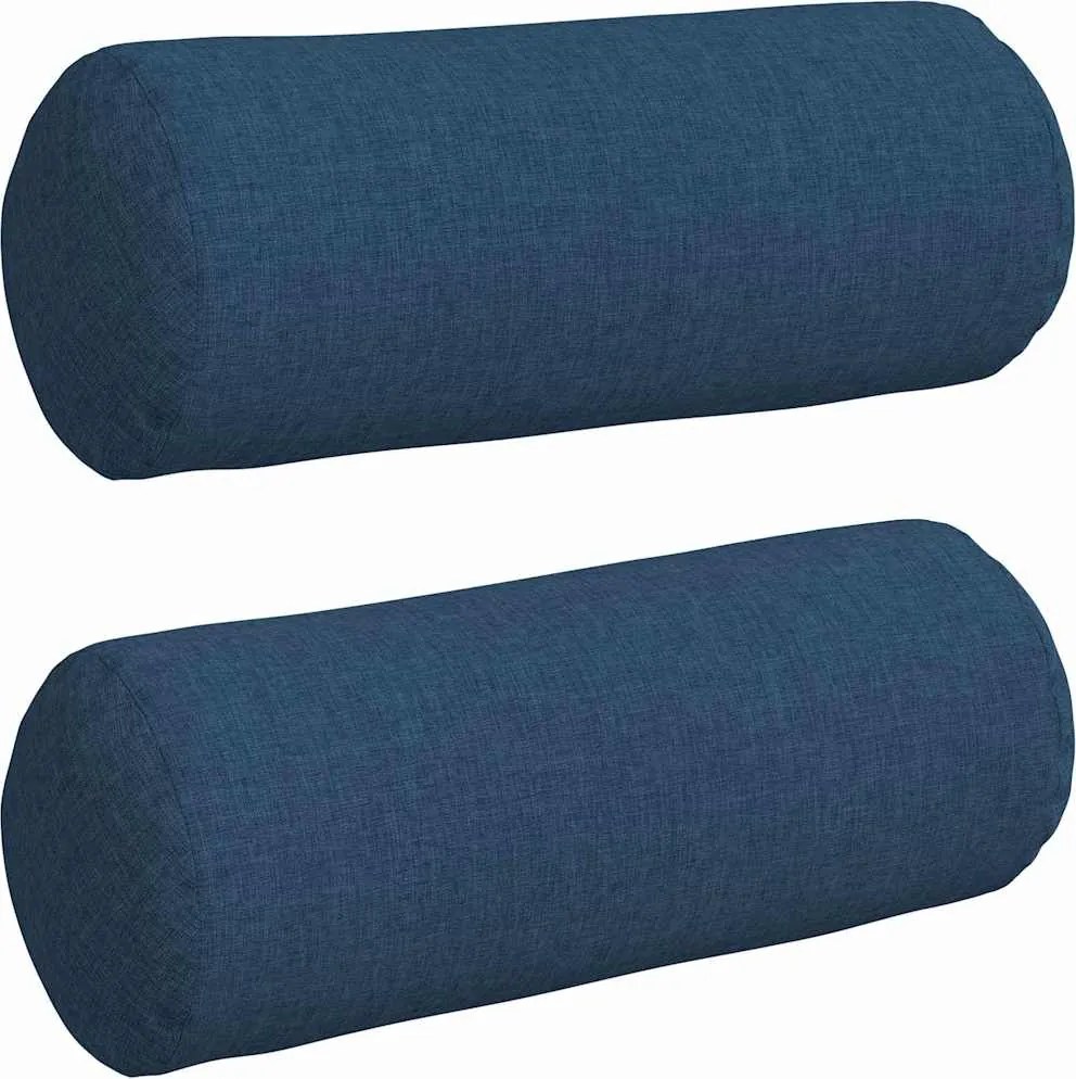 vidaXL Perne Bolster 2 pcs albastru Ø 15 x 40 cm țesătură
