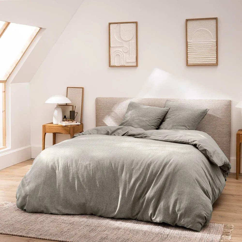 Lenjerie de pat gri din bumbac pentru pat dublu/extinsă cu 3 piese 240x220 cm Meline – douceur d'intérieur