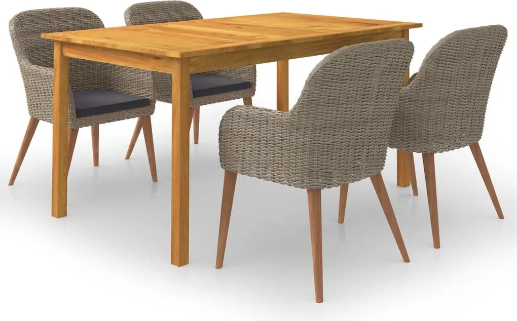 vidaXL Set mobilier de grădină, 5 piese, maro