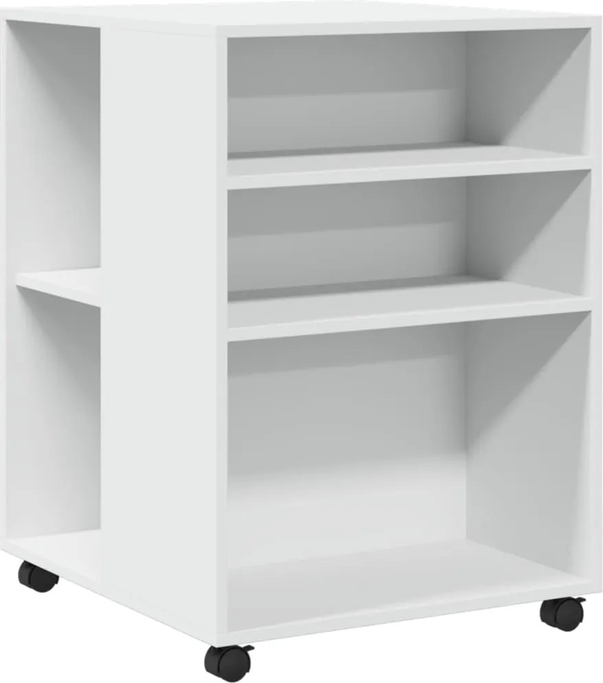 vidaXL Măsuță laterală cu roți, alb, 55x60x78 cm, lemn prelucrat