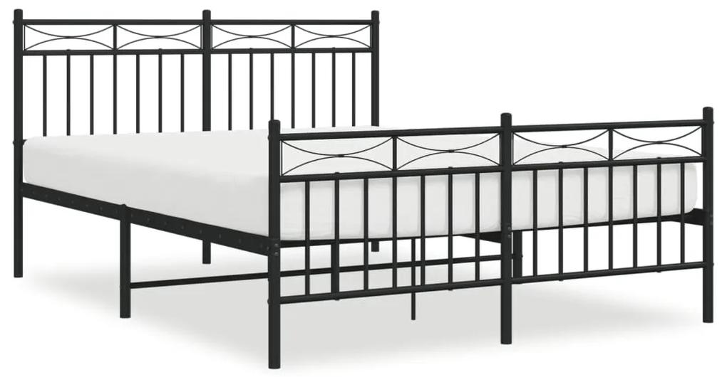 373709 vidaXL Cadru pat metalic cu tăblie de cap/picioare, negru, 140x190 cm
