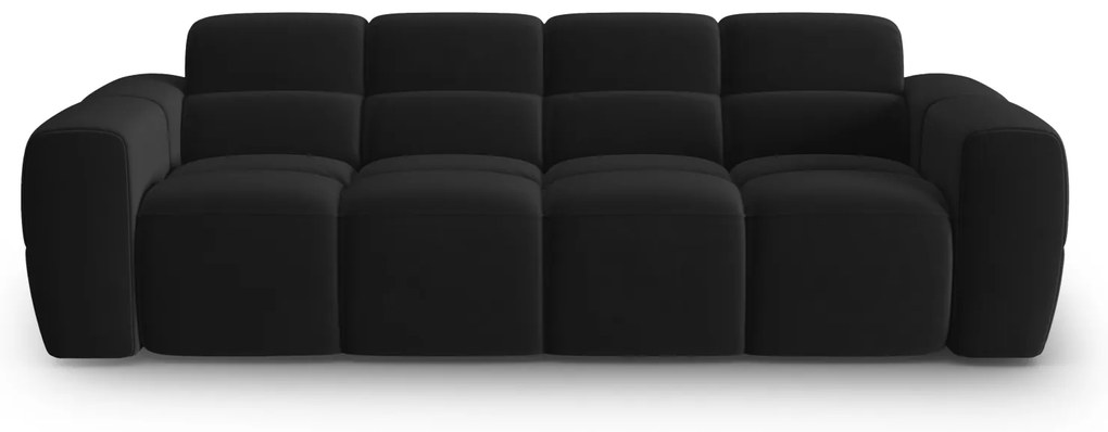 Canapea Lisa cu 4 locuri si tapiterie din catifea, negru