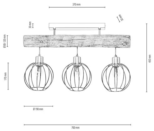 Lustră aplicată Spot-Light DO6977304 BERIS 3xE27/25W/230 pin