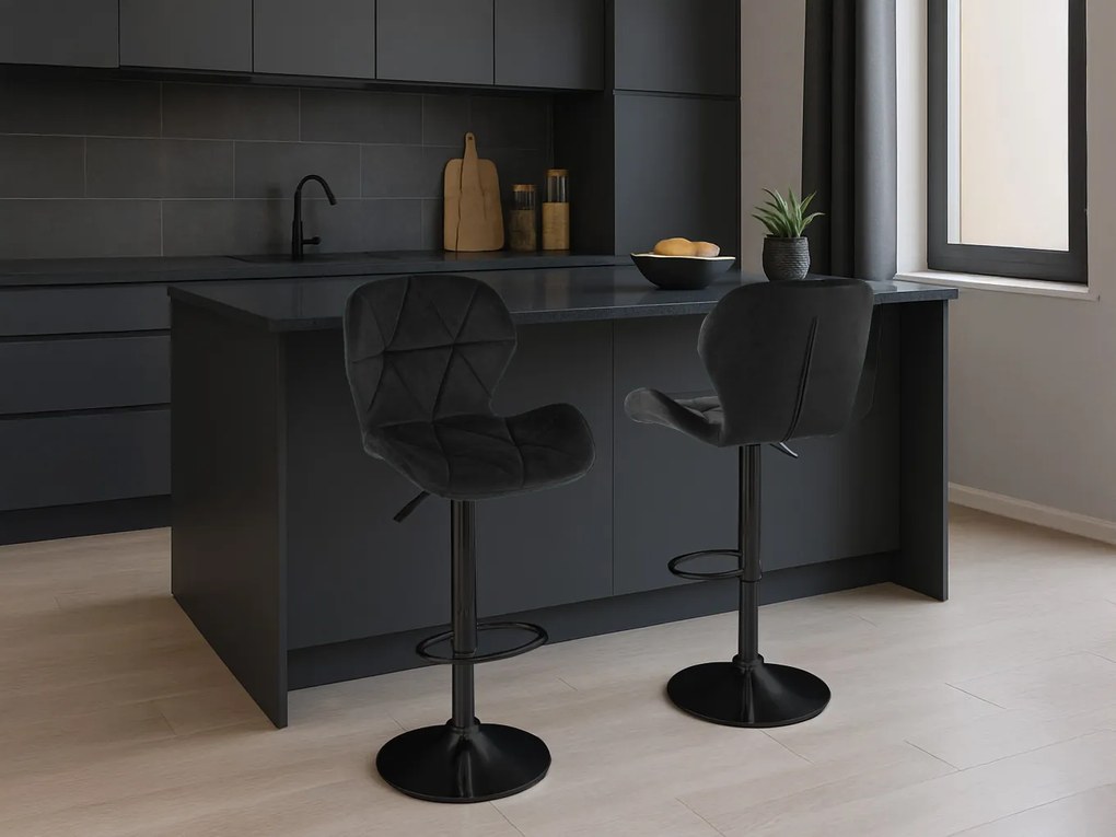 Reducere Scaun de bar cu picior negru WEST VELVET, negru calitatea a II-a