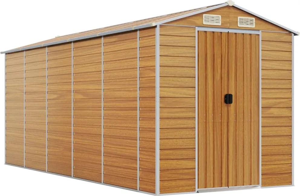 vidaXL Șopron de grădină, maro deschis, 191x470x198 cm oțel galvanizat